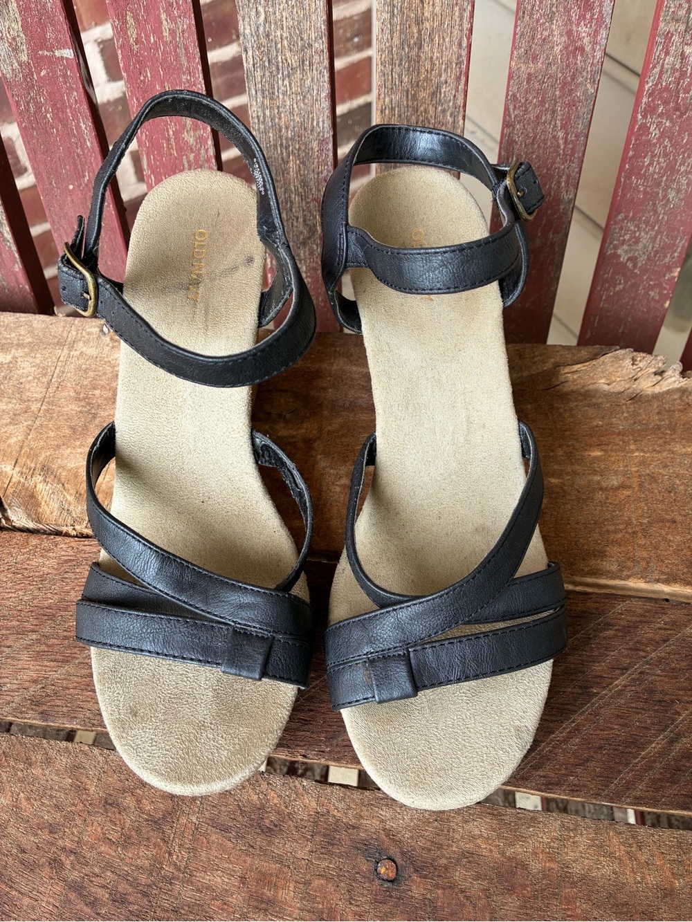 Old Navy Black Leather-Look Strappy Sandals